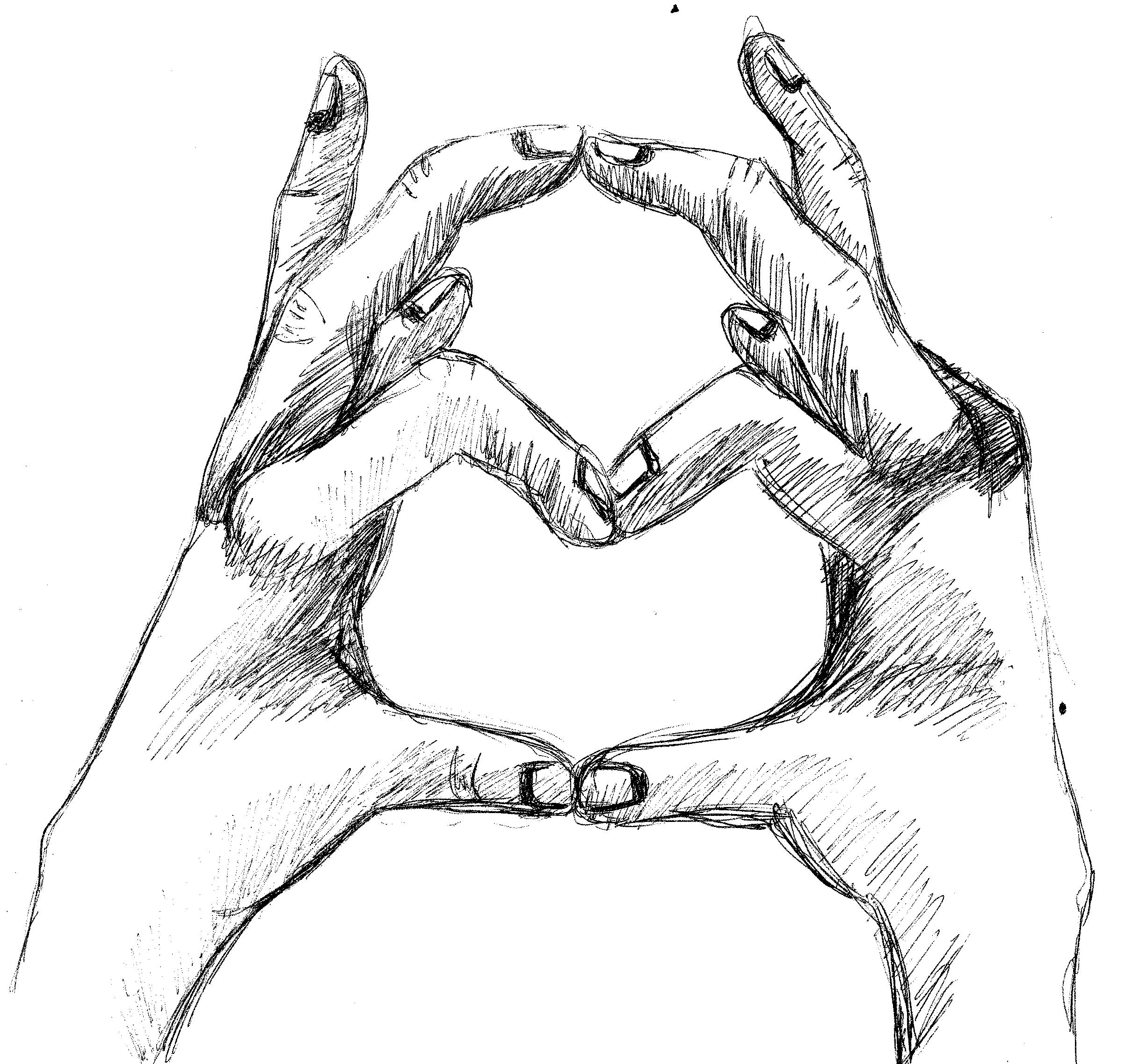 Main En Forme De Coeur Dessin
